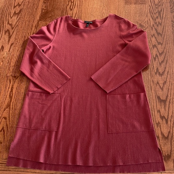 Eileen Fisher soft wool boxy relaxed fit tunic top scoop neck pockets long slv M - Picture 11 of 16